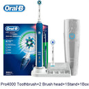 Cepillo de dientes eléctrico Oral B Pro4000 3D Action Clean, 4 modos, sensor de presión visible, dientes más blancos, recargable para adultos.