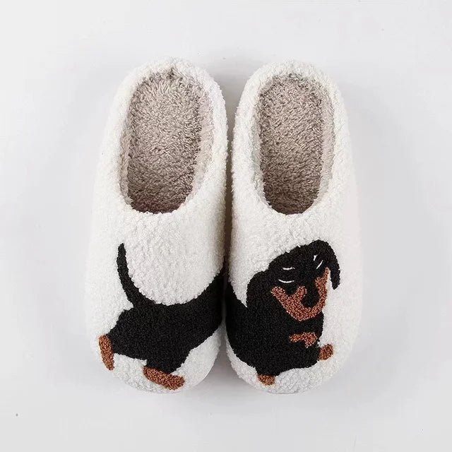 Pantuflas de felpa cálidas de invierno con diseño de ojos malvados pequeños azules retro de AD Ins, zapatos cómodos de moda 