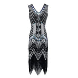 Vestido vintage Mandylandy para mujer, estilo retro de los años 20, estilo Gran Gatsby, con lentejuelas, sin mangas, para fiesta de baile, graduación y dobladillo con borlas.
