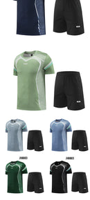 Fitness Clothes Ice Silk Quick Drying T-shirt Suit Men Short Sleeve Running Sportswear Shorts Tracksuit Gym Sports Training Sets