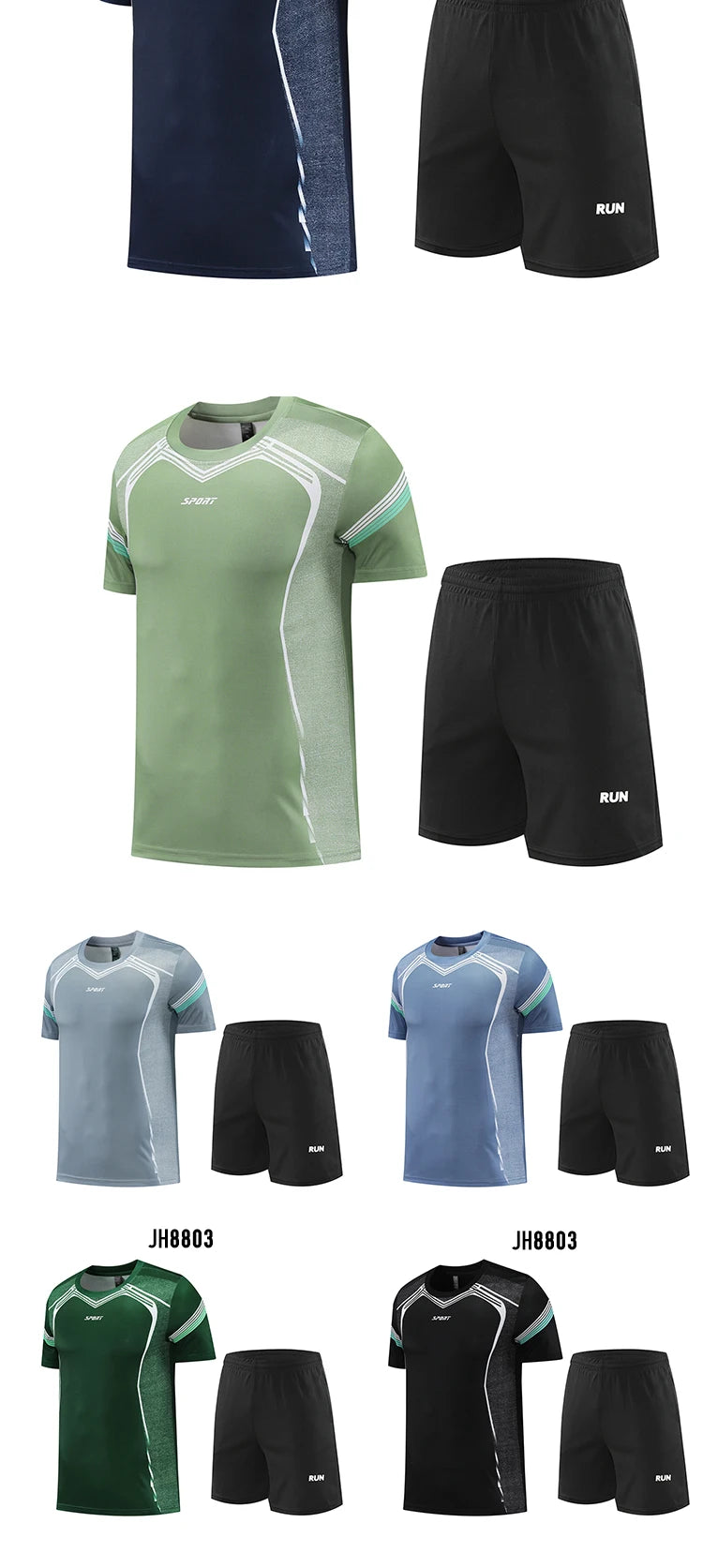 Fitness Clothes Ice Silk Quick Drying T-shirt Suit Men Short Sleeve Running Sportswear Shorts Tracksuit Gym Sports Training Sets