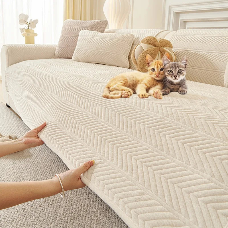 1PC Velvet Thicken Sofa Seat Cover Nordic Universal Sofa Cushion Slipcover Anti-slip L Corner Couch Towel Mat for Living Room