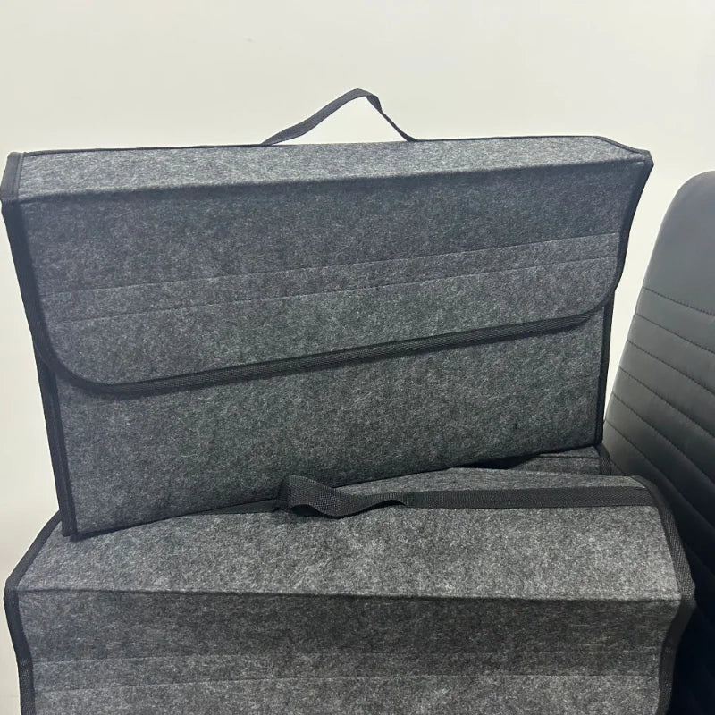 Gray Anti Slip Car Trunk Organizer Bag Multi Compartment Soft Felt Storage Box for Boot Tools & Auto Accessories
