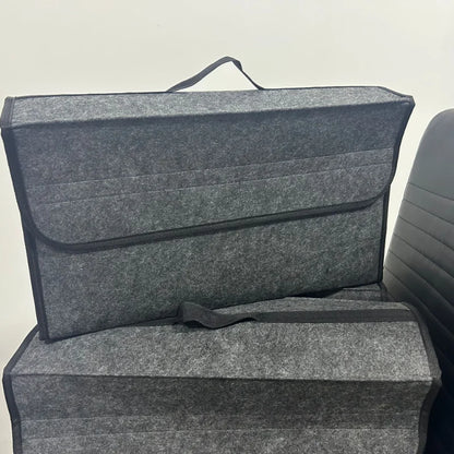 Gray Anti Slip Car Trunk Organizer Bag Multi Compartment Soft Felt Storage Box for Boot Tools & Auto Accessories