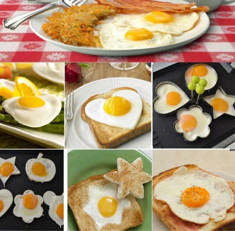 Nuevo molde de acero inoxidable para huevos fritos, forma de corazón, para hacer panqueques, para el desayuno, para hornear tortillas, herramientas de cocina, accesorios de cocina, gadget