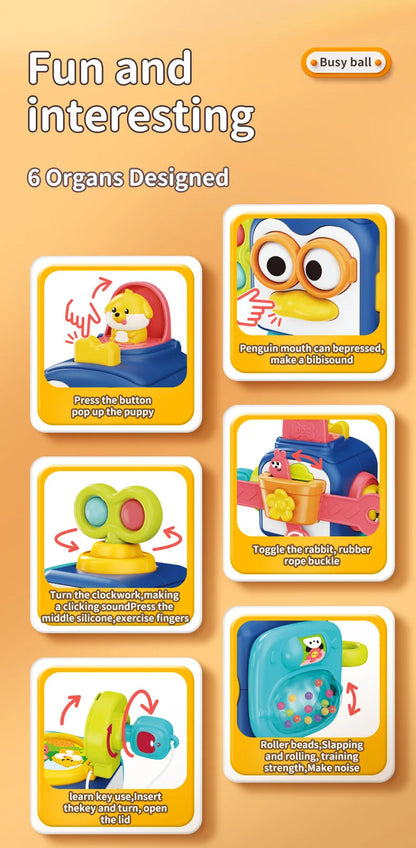Montessori Sensory Toys Baby Busy Cube Activity Travel Toy Educational Learning Fidget Toys for Fine Motor Skills Children Gift