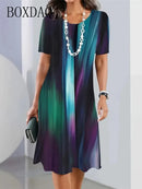 Fashion Elegant Women Dress Plus Size 8XL 9XL Short Sleeve O-Neck Casual Vacation Party Dress Big Size Floral Print A-Line Dress