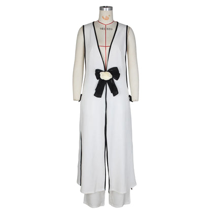 Two Piece Set Women Tracksuit Spliced Vest Pant Sets Elegant High Street Work Ankle Length Wide Leg Pants Loose Matching Sets