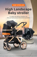 Newest Baby Stroller 3 in 1 Lightweight High Landscape Baby Carriage Aluminum Frame Travel System with Car Seat Pram for Newborn