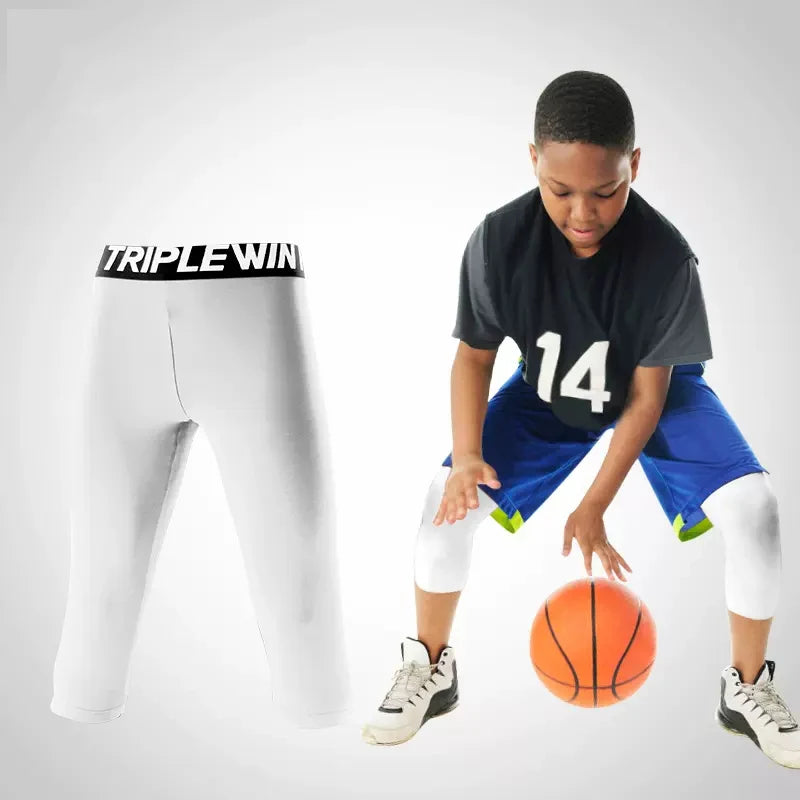 Kids Boy Girl Capri Running Tights Pant Children Basketball Football Soccer Fitness Exercise Sport 3/4 Cropped Legging Shorts J8