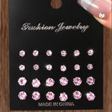 Luxuoso e Simples Brincos Decorativos de Zircônia, Brilhante e Carinhoso, Adequado para Presentes, Festas, Casais, 12 Pares