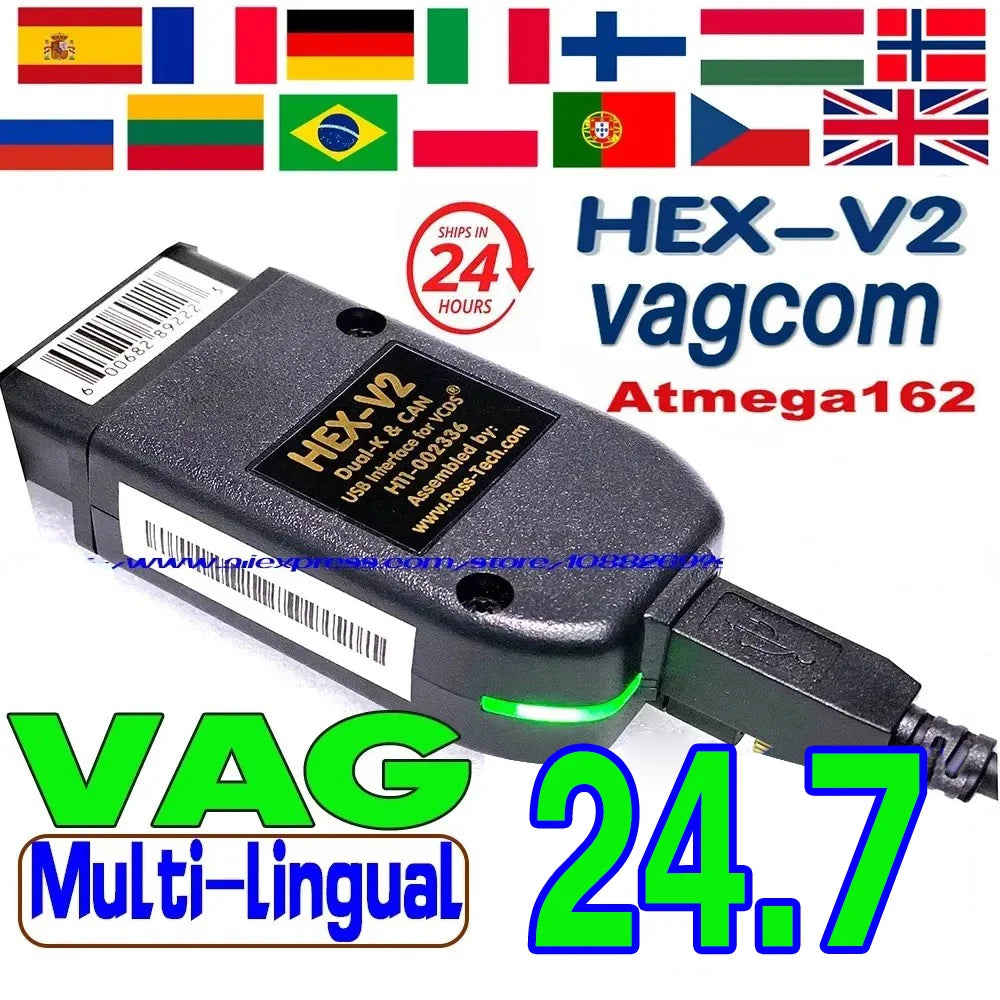 2025 VCDS VAGCOM Interface VCDSCAN HEX V2 Update 24.7 FOR VW For AUDI Skoda Seat Multi-Language Car Autocom Diagnostics Tools