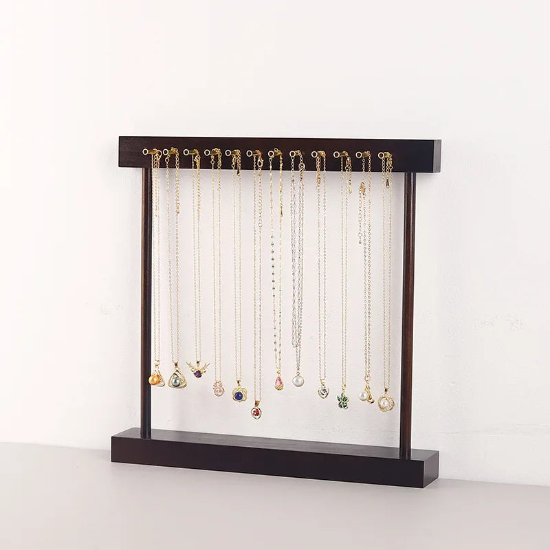 DIY Assembly Simple Solid Wood Necklace Display Rack Large Capacity Jewelry Display Stand Collection Pendant Rack Ornaments Display Stand Props