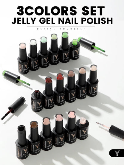 NEW YOKEFELLOW 10ml Crystal Jelly Nude Red Pink Gel Nail Polish Transparent Semi-permanent UV Gel Nail Art Soak Off Gel Varnish