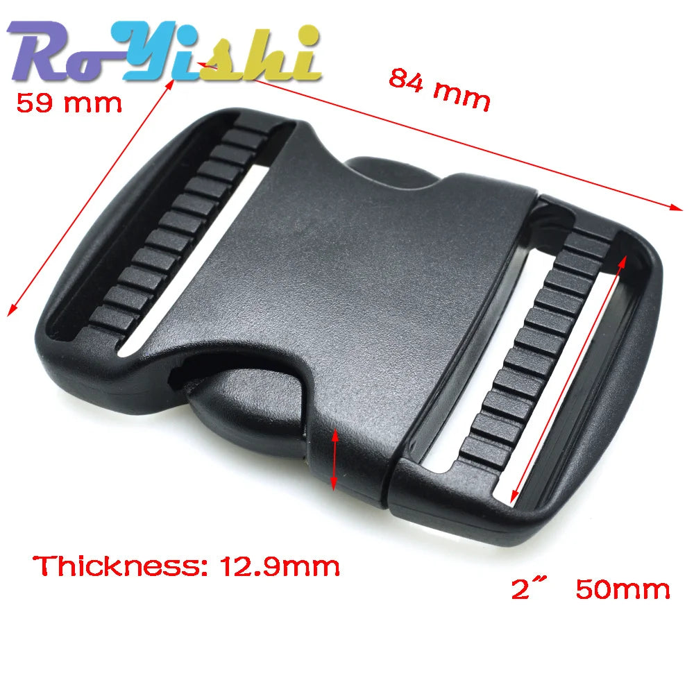 2 Pcs/Pack 20~50mm Plastic Hardware Dual Adjustable Side Release Buckles Molle Tatical Backpack Belt Bag Parts Strap Webbing