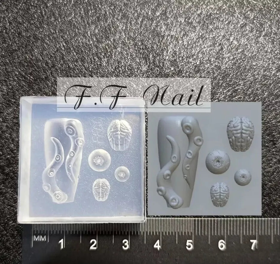 1pc  Snake Flamingo Jellyfish Dragon Dtream 3D Acrylic Mold  Nail Art DIY  Silicone  Nail Art Templates Nails Mold