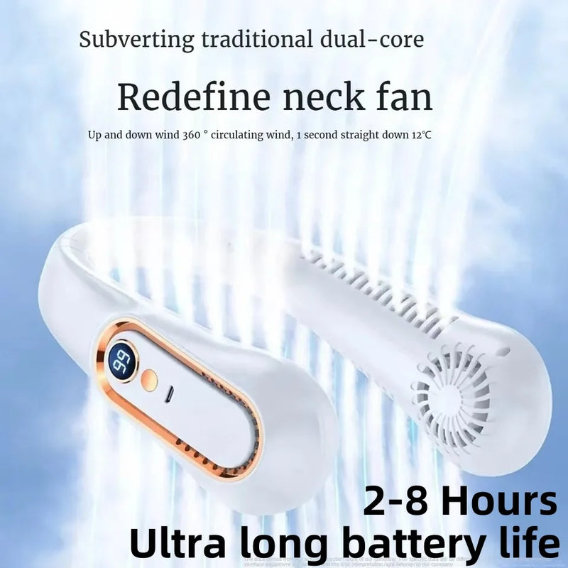 Xiaomi 8000mAh USB Hanging Neck Fan Portable Bladeless Mini Rechargeable Mute LED Digital Display Electric Air Cooler Handheld