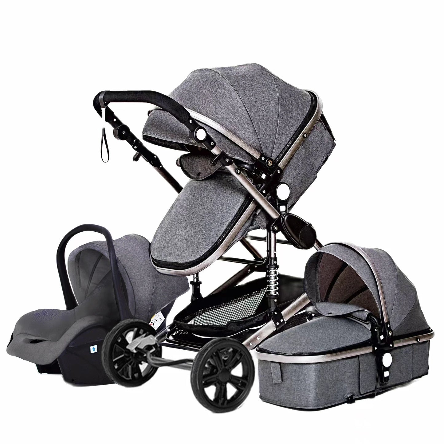 Luxurious 3-in-1 Portable Travel Baby Stroller High Landscape Aluminum Frame Foldable Pram Newborn Infant Four-Wheel Carriage