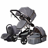 Lujoso cochecito de bebé portátil 3 en 1 de viaje con marco de aluminio alto y plegable, para recién nacidos, con cuatro ruedas.
