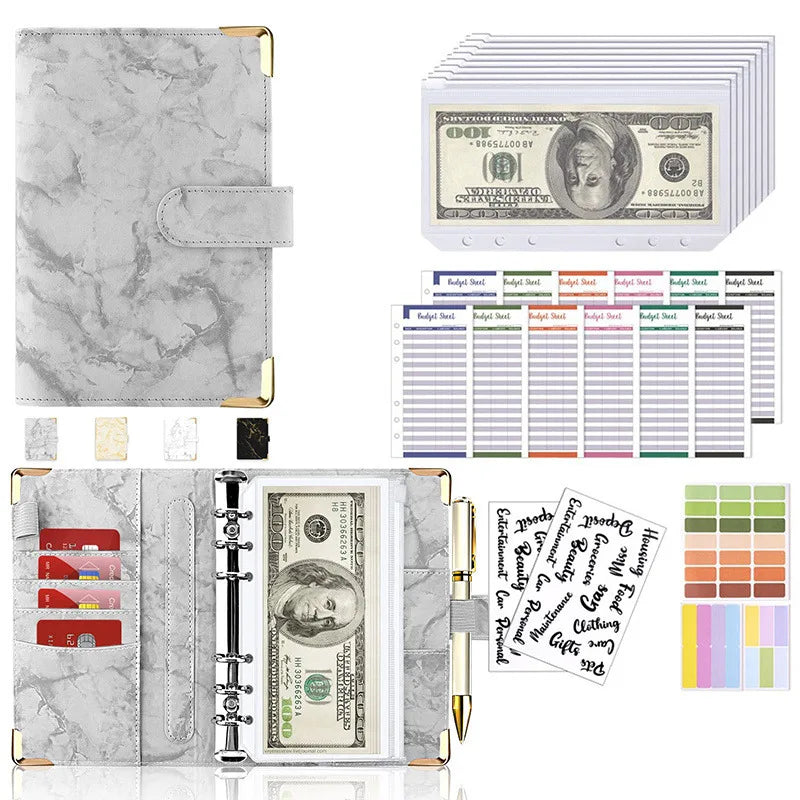 New A6 Budget Plan Notebook Cash Envelope Saving Money 6-Hole Binder for Financial Management A6 Loose-Leaf Notebook Binder
