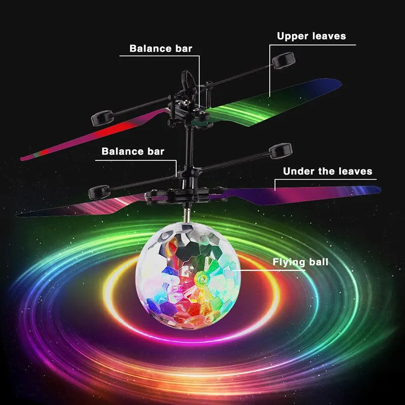 LED Light Suspension Crystal Ball Infrared Induction RC Gesture Control Colorful Glowing Toys Unique Gift for Kids