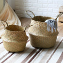 Storage Baskets Straw Wicker Rattan Hanging Flowerpot Seagrass Folding Laundry Clthoes Baskets Garden Plant Basket Home Decor
