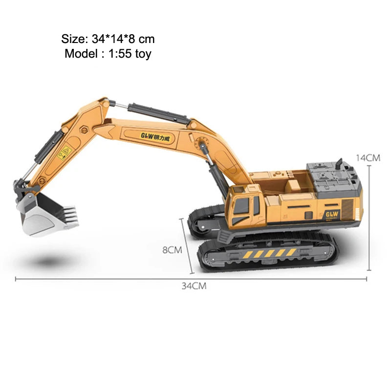2 in 1 Toys for Boys Alloy Tractor Kids Excavator Bulldozer Miniature Truck Model Diecast Engineering Vehicle Children Gifts
