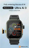New Ultra Ai 3 Android Smartwatch 4G full network sim Card GPS WIFI 180°Hd Camera APP Download health monitoring Smart Watch Men