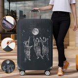 Raccoon Moon Playful Black Bottom Pattern Luggage Protective Cover, suitable for 18-32 inch luggage covers, luggage handle glove