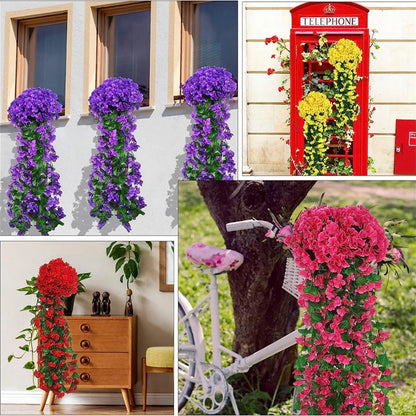 Artificial Flower Silk Violet Wall Hanging Wedding Scene Decor Home Potting Outdoor Garden Party Festival parts diy gift Hotsale