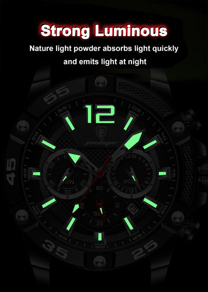 POEDAGAR Luxury Casual Men Watch Waterproof Luminous Chronograph Date Man Wristwatch High Quality Military Quartz Men's Watches