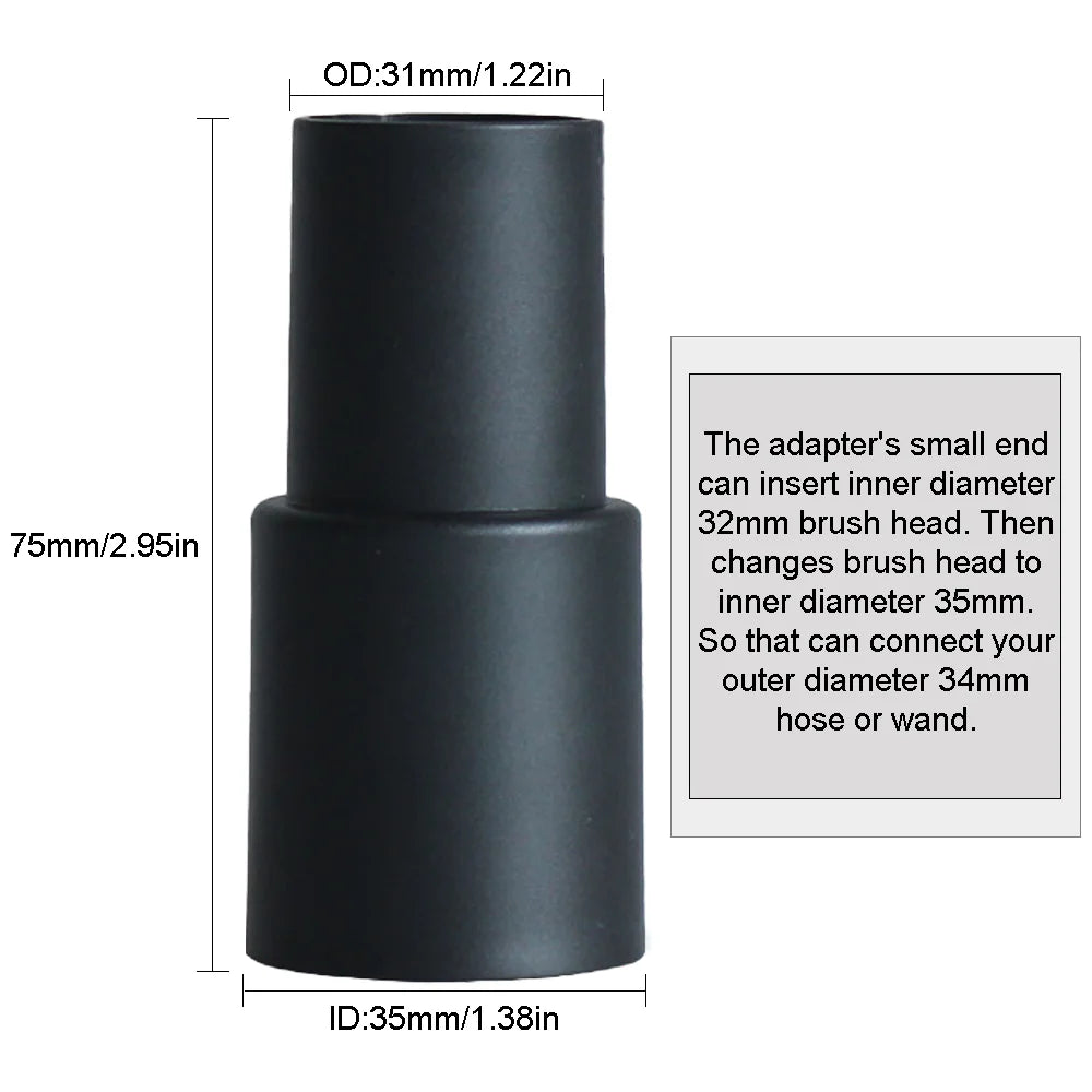 Boquilla de aspiradora universal con cabezal de cepillo de succión para aspiradoras de 32 mm, 35 mm, 1 1/4 pulg. y 1 3/8 pulg., accesorio para rincones de cama y sofá.