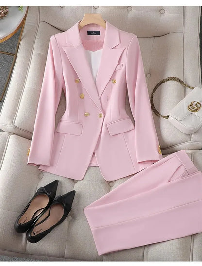 Elegant Women's Fashionable White Western-Style Suit Zihongsuitsuit High-End Business Attire Long-Pants Set For Special Occasion
