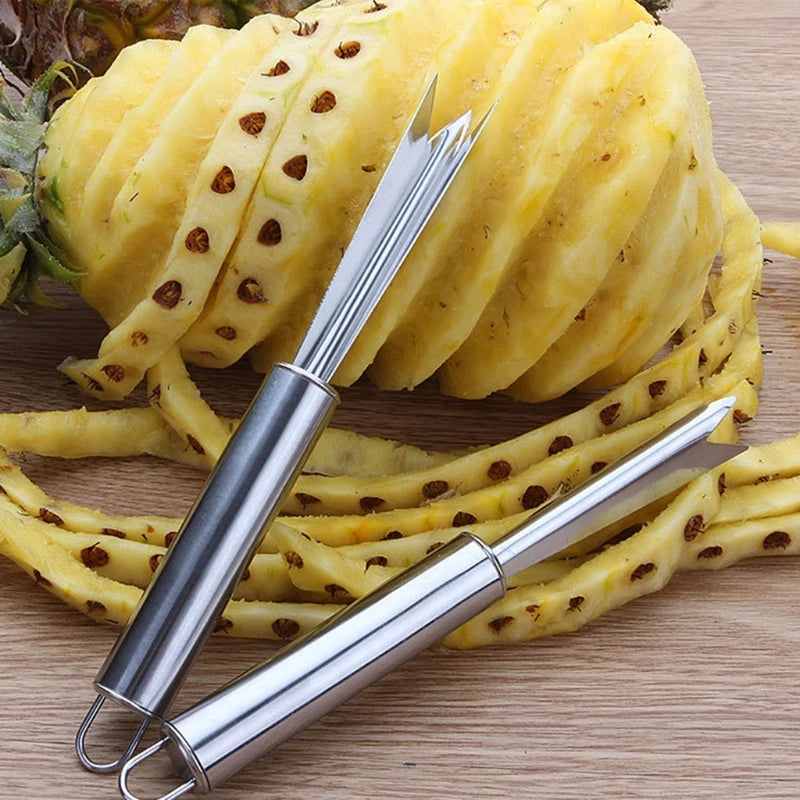 Descascador abacaxi aço inoxidável, removedor frutas, cortador olhos, ferramentas cozinha