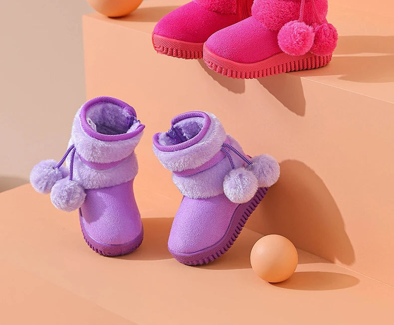 Kid Girls Snow Boots Winter Plush Boy Girl Cotton Shoe Warm Zipper Short Ankle Boot High Top Child Padded Boot Kid Shoe