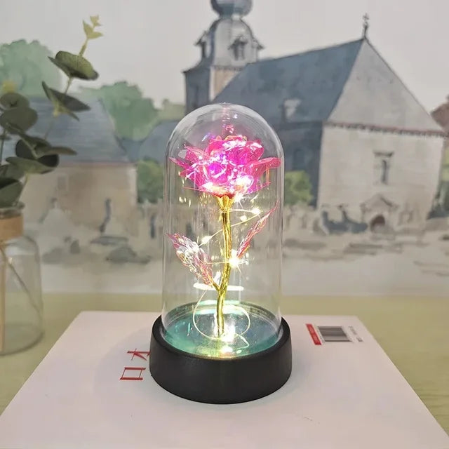 Artificial Rose Flowers for Girlfriend, Eternal Rose, LED Light, Leaf Flower, Wedding Decoration, Christmas Gifts, Valentine's Day 