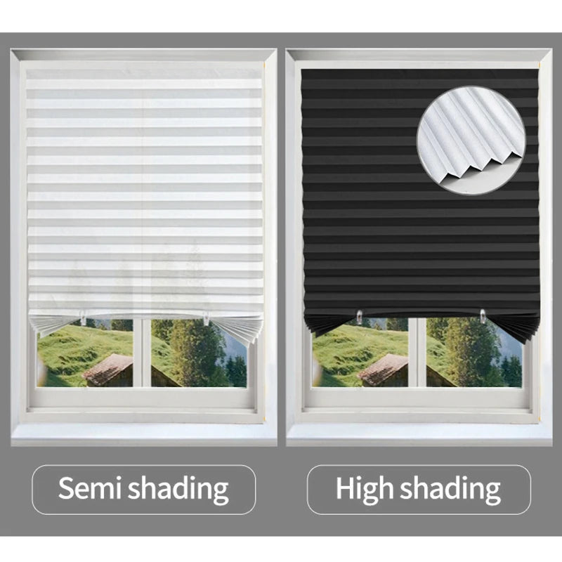 Self-Adhesive Pleated Blind High Shading Non-Woven Window Shade Bathroom Kitchen Balcony Zebra Blackout Curtain