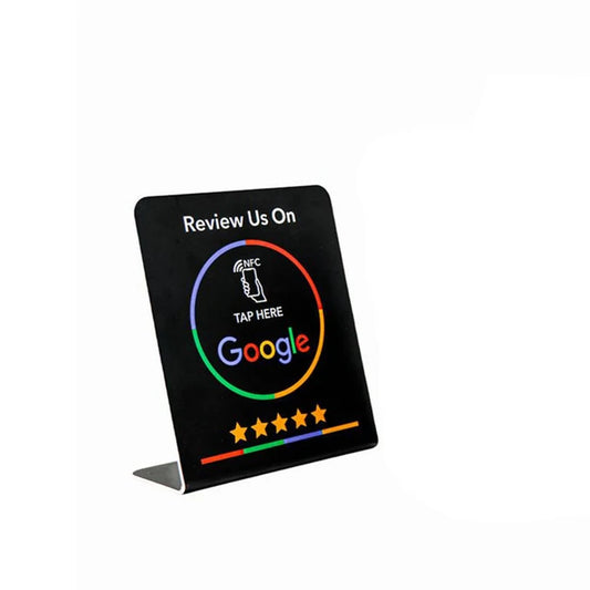 Display Bending Card Standing Brand Bracket, N-Tag for Google Review, NFC Station Table, Programmable Review, 13.56MHz 