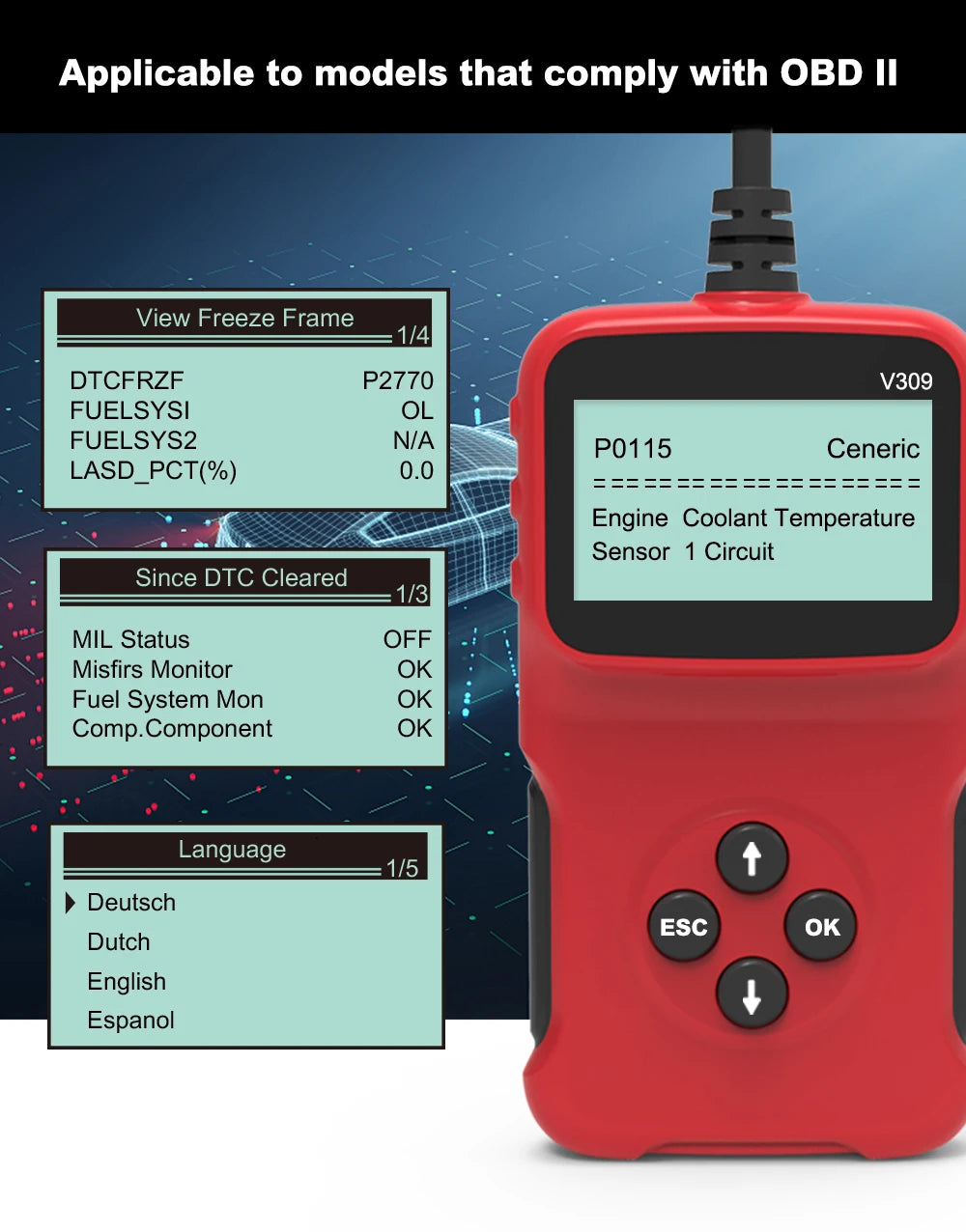 New OBD2 Scanner Professional Auto Engine System Diagnostic Lifetime Free Automotive DTC Lookup Code Reader Car Diagnostic Tool