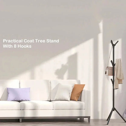 Perchero móvil de pie con múltiples ganchos, con forma de rama de árbol, práctico perchero para el hogar, la sala de estar y el almacenamiento de ropa.