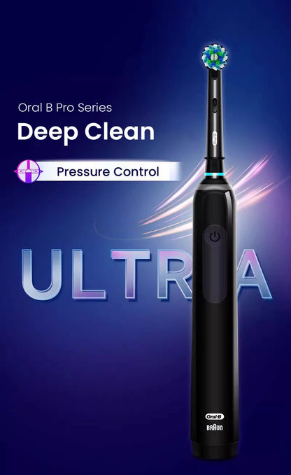 Cepillo de dientes eléctrico Oral B Pro 4 Ultra con rotación 3D, recargable, sensor de presión, 4 modos de cepillado y temporizador de 2 minutos.