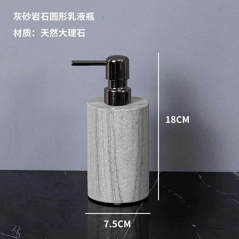 Nordic natural grey marble bathroom accessories Soap dispenser cotton swab jar tissue box soap dish tray bathroom decoration