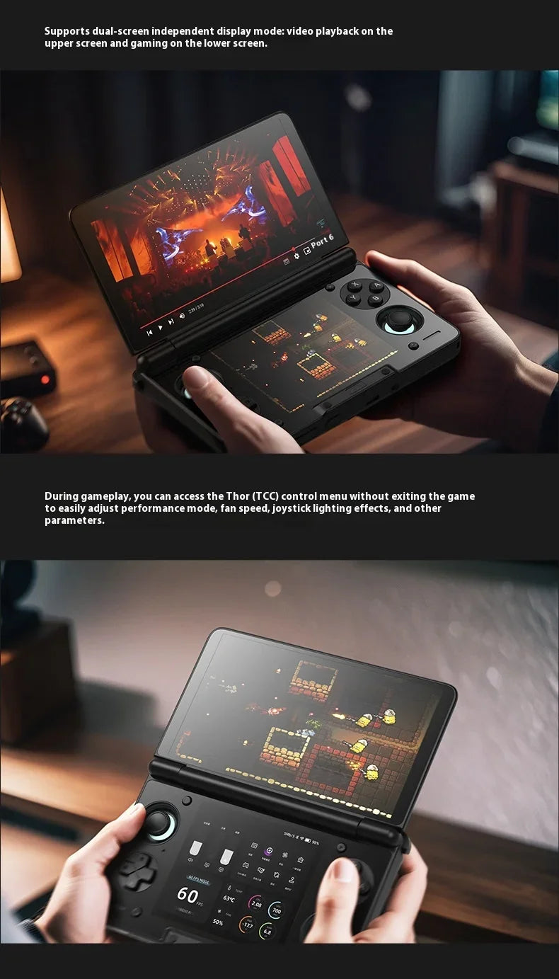 AYN Thor 6'' OLED Dual Screen Gaming Handheld Qualcomm Snapdragon CPU Android13 6000mAh Battery Hall Stick Game Console