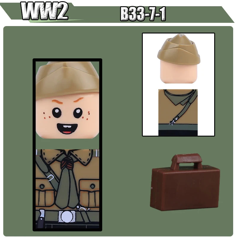 WW2 Military Soldier Figures Building Blocks Soviet British Army German Camouflage Warrior Infantry Accessories Bricks Toys Gift