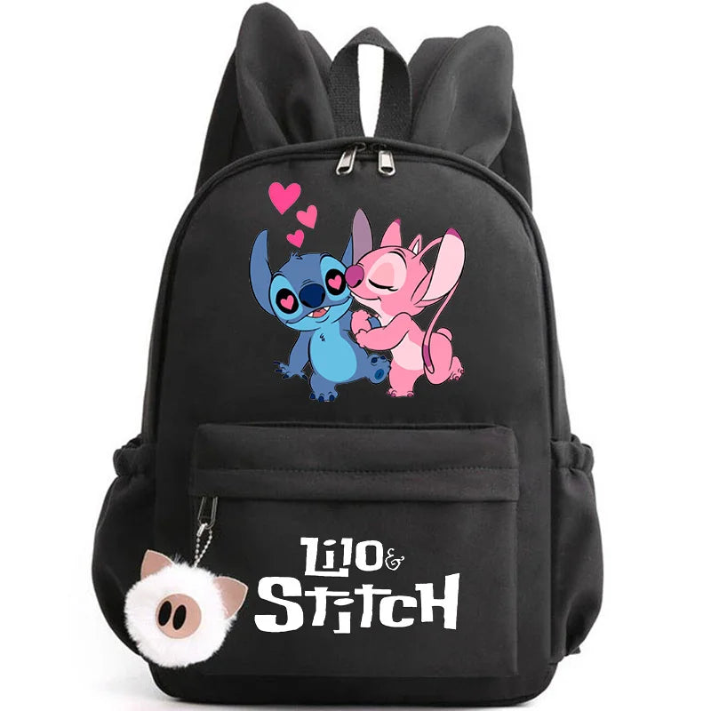 Mochila Disney Lilo Stitch para niñas, niños y adolescentes, informal, escolar, de viaje, con orejas de conejo