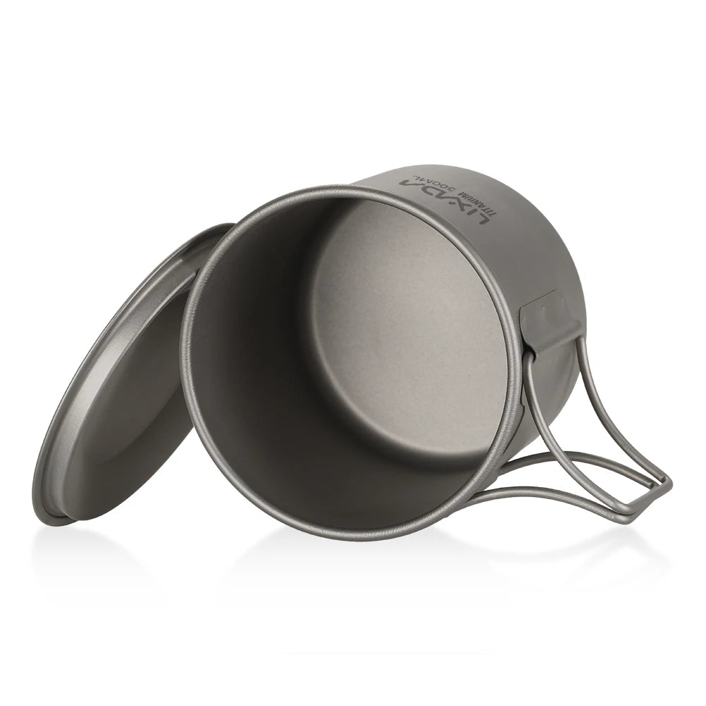 Taza de agua ultraligera de titanio Lixada con asa plegable, portátil para exteriores, camping, picnic, 300 ml/350 ml/550 ml/650 ml