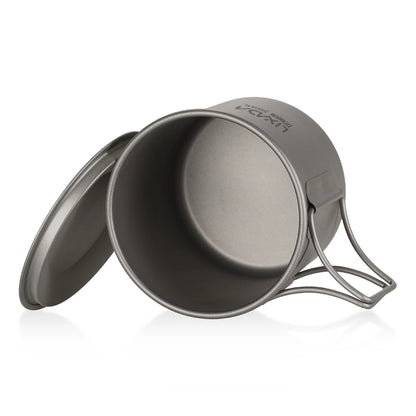 Taza de agua ultraligera de titanio Lixada con asa plegable, portátil para exteriores, camping, picnic, 300 ml/350 ml/550 ml/650 ml
