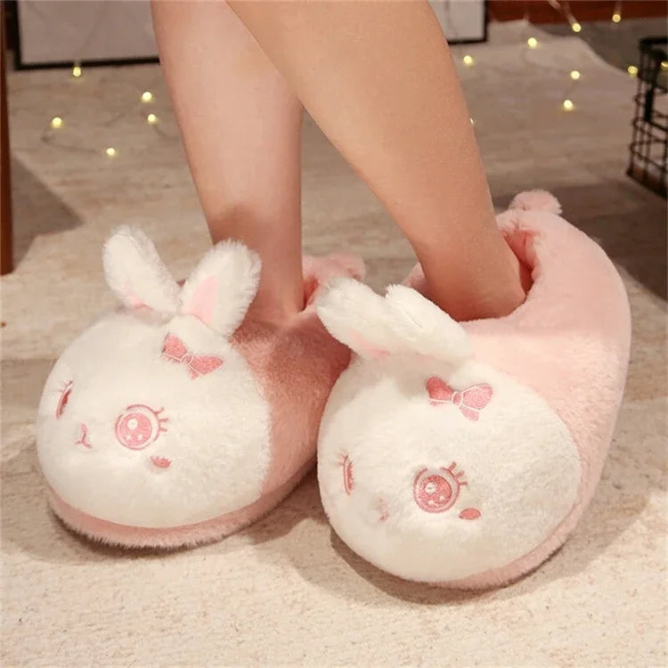 Comemore 2023 White Warm Adult Lady Plush Head Indoor Floor Women Fun Slipper Rabbit Cute New Home Slippers Cartoon Bee Design