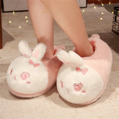 Comemore 2023 White Warm Adult Lady Plush Head Indoor Floor Women Fun Slipper Rabbit Cute New Home Slippers Cartoon Bee Design