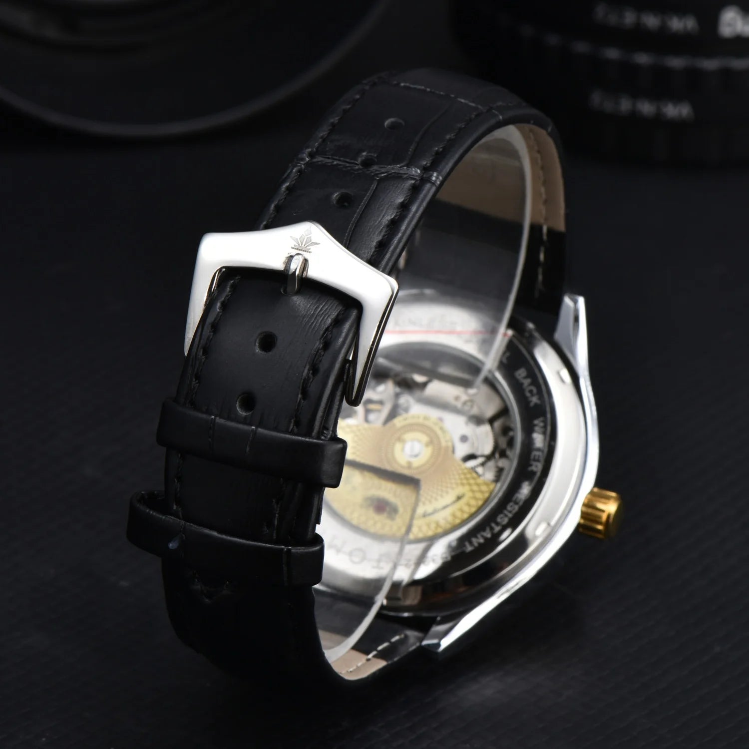 Orient Double Lion Watch Japanese Fully Automatic Mechanical Watch Hollowed Out Business Men's Watch Leather Strap